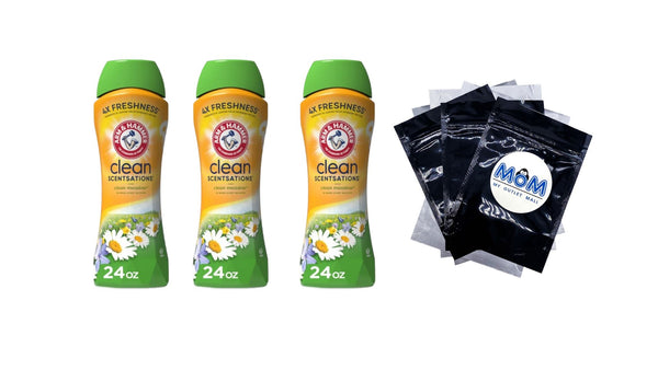 Clean Scentsations In-Wash Scent Booster, Laundry Scent Booster Clean Meadow scent - 3 packs - 24 oz per pack - plus 3 My Outlet Mall Resealable Storage Pouches
