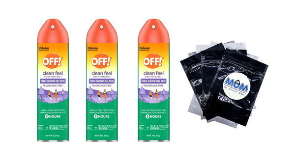 Clean Feel  Mosquito Repellent Aerosol Bug Spray - 3 packs - 9 oz per pack - plus 3 My Outlet Mall Resealable Storage Pouches