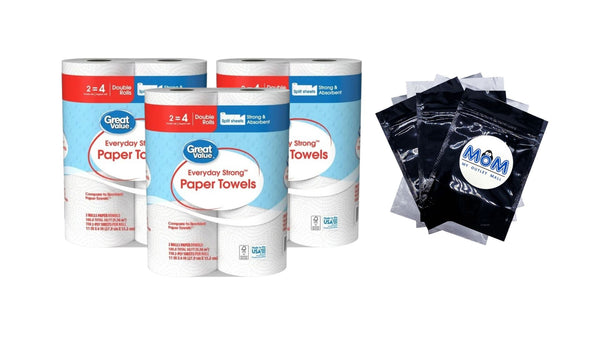 Everyday Strong Paper Towels, Split Sheets, 2 Double Rolls, Compare to Sparkle - 3 packs - plus 3 My Outlet Mall Resealable Storage Pouches