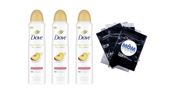 Advanced Care Women's Antiperspirant Deodorant Spray Peach & Chamomile Tea - 3 packs - 3.8 oz per pack - plus 3 My Outlet Mall Resealable Storage Pouches
