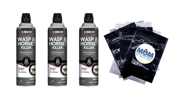 Wasp & Hornet Killer3, Kills Wasps & More - 3 packs - 17 oz per pack - plus 3 My Outlet Mall Resealable Storage Pouches