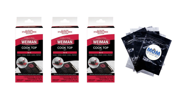 5-In-1 Cook Top Complete Cleaning Kit, includes Cream, Scrubbing Pad, and Scraper Tool - 3 packs - plus 3 My Outlet Mall Resealable Storage Pouches
