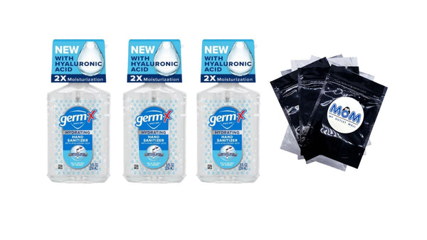 Hand Sanitizer, Hydrating with Hyaluronic Acid, Pump Bottle- 3 packs - 8 fl oz per pack - plus 3 My Outlet Mall Resealable Storage Pouches