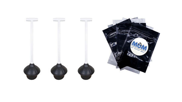 Toilet Plunger Fits All Bowl Shapes Clears Common Clogs, Flexible Rubber for Effective Plunge - 3 packs - plus 3 My Outlet Mall Resealable Storage Pouches