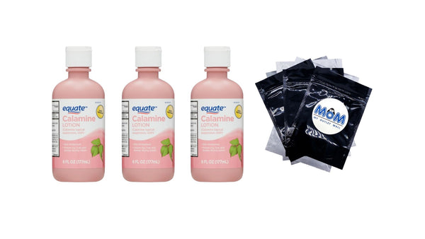 Calamine Lotion for Itching and Rash Relief - 3 packs - 6 fl. oz per pack - plus 3 My Outlet Mall Resealable Storage Pouches