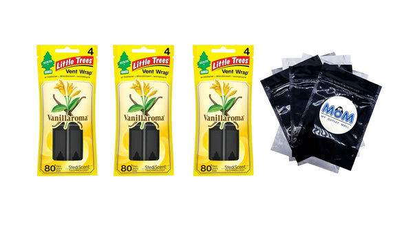Air Freshener Vent Wrap Vanillaroma - 3 pack - 4 count per pack plus 3 My Outlet Mall Resealable Storage Pouches