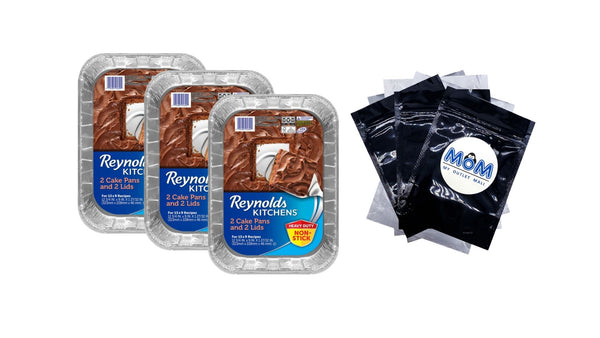 Kitchens Aluminum Pans with Lids, Blue, 13x9 Inch - 3 packs - 2 Count per pack - plus 3 My Outlet Mall Resealable Storage Pouches