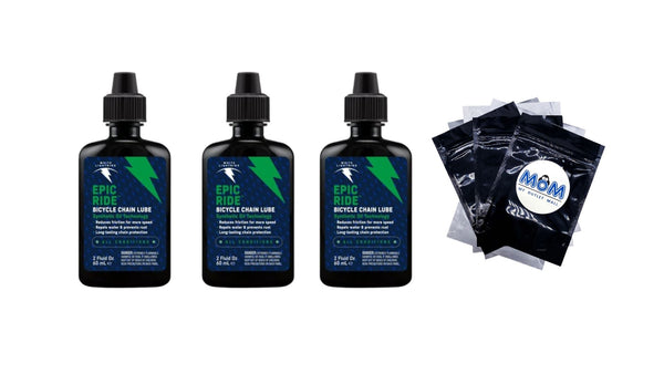 Epic Ride All-Weather Bicycle Chain Lube - 3 packs - 2 oz per pack - plus 3 My Outlet Mall Resealable Storage Pouches