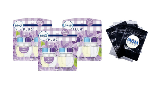 Plug In Air Freshener, Odor-Fighting Oil Refill, Southern Lilac Mornings, 2 Refills - 3 packs - plus 3 My Outlet Mall Resealable Storage Pouches