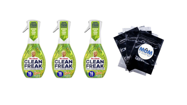 Clean Freak All Purpose Cleaner Spray, Multi-Surface Cleaning, Gain - 3 packs - 16 fl oz per pack - plus 3 My Outlet Mall Resealable Storage Pouches