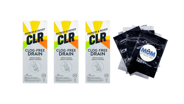 Clog-Free Drain Opener, Chemical-Free Pressurized Air Canister - 3 packs - 4.5 oz per pack - plus 3 My Outlet Mall Resealable Storage Pouches