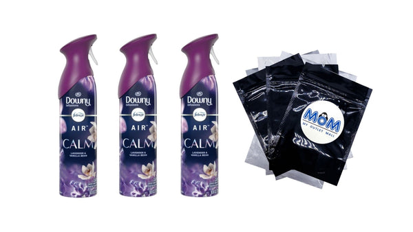 Air Freshener Spray, Odor-Fighting Room Spray, Downy Calm - 3 packs - 8.8 oz per pack - plus 3 My Outlet Mall Resealable Storage Pouches