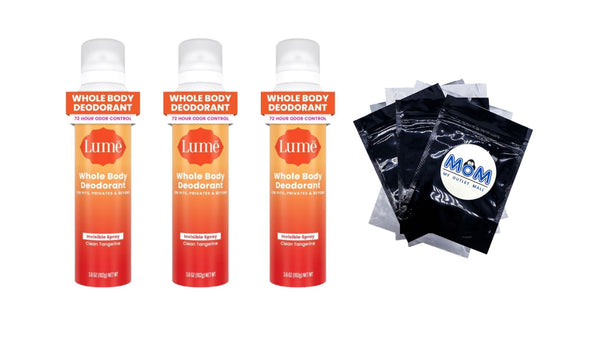 Whole Body Deodorant for Women, Spray Deodorant, Aluminum Free, Clean Tangerine - 3 packs - 3.6 oz per pack - plus 3 My Outlet Mall Resealable Storage Pouches