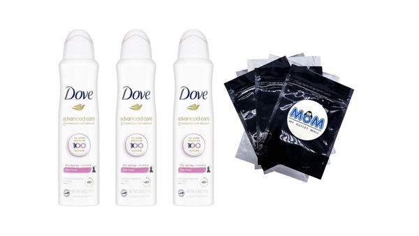 Advanced Care Antiperspirant Deodorant Spray Invisible Clean Finish - 3 packs - 3.8 oz per pack - plus 3 My Outlet Mall Resealable Storage Pouches