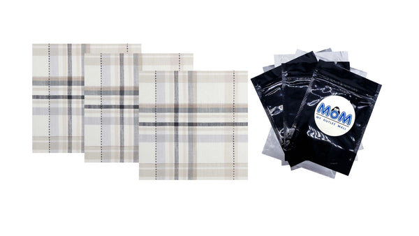 Monday Square Fabric Napkin Set, Beige, 20" W x 20" L - 3 packs - 4 Count per pack - plus 3 My Outlet Mall Resealable Storage Pouches