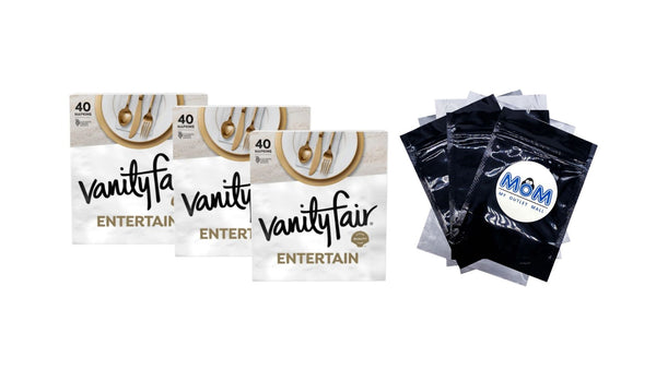 Entertain Paper Napkins - 3 packs - 40 Count per pack - plus 3 My Outlet Mall Resealable Storage Pouches