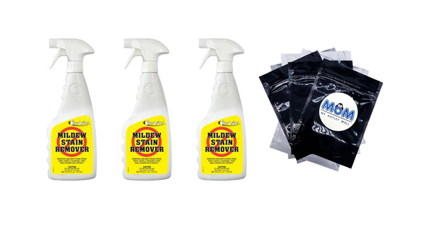 Professional-Grade Mold & Mildew Stain Remover + Cleaner - 3 packs - 16 oz per pack - plus 3 My Outlet Mall Resealable Storage Pouches