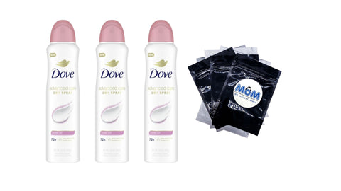 Advanced Care Long Lasting Women's Antiperspirant Deodorant Spray, Powder Soft - 3 packs - 3.8 oz per pack - plus 3 My Outlet Mall Resealable Storage Pouches