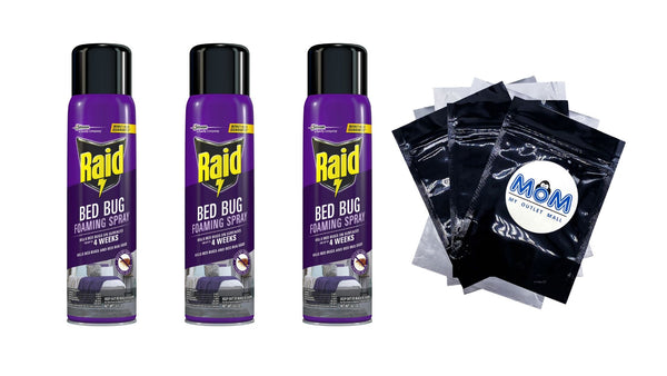 Bed Bug Killer Foaming Spray, Treatment to Kill Pyrethroid-resistant Bed Bugs - 3 packs - 16.5 oz per pack - plus 3 My Outlet Mall Resealable Storage Pouches