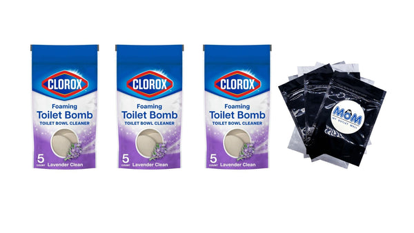 Foaming Toilet Bomb Toilet Bowl Cleaner, Bleach Free, Lavender Clean - 3 packs - 5 Count - plus 3 My Outlet Mall Resealable Storage Pouches