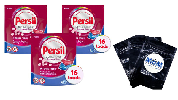 Ultra Pacs Intense Fresh Everyday Clean Laundry Detergent- 3 packs - 16 count per pack - plus 3 My Outlet Mall Resealable Storage Pouches