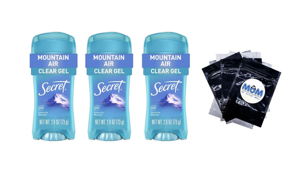 Fresh Clear Gel Antiperspirant Deodorant for Women, Mountain Air Scent - 3 packs - 2.6 oz per pack - plus 3 My Outlet Mall Resealable Storage Pouches