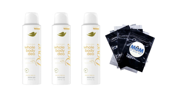 Aluminum Free Women's Whole Body Deodorant Cooling Spray Peach & White Tea - 3 packs - 4 oz per pack - plus 3 My Outlet Mall Resealable Storage Pouches