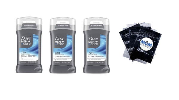 Men+Care Deodorant Stick for Men Clean Comfort Aluminum Free with Moisturizing Cream - 3 packs - 3 oz per pack - plus 3 My Outlet Mall Resealable Storage Pouches