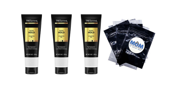 Hair Gel Extra Hold Alcohol-Free for 24-Hour Frizz Control and Humidity Protection - 3 packs - 9 oz per pack - plus 3 My Outlet Mall Resealable Storage Pouches