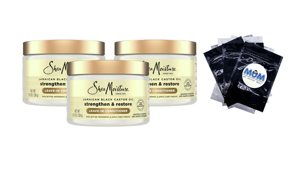Jamaican Black Castor Oil Strengthen & Restore Leave-in Conditioner All Hair - 3 packs - 11.5 oz per pack - plus 3 My Outlet Mall Resealable Storage Pouches
