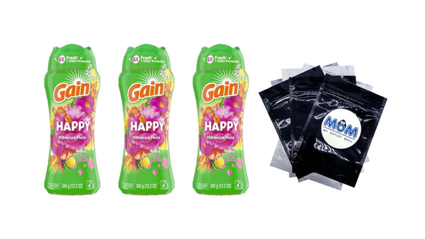 In-Wash Laundry Scent Booster Beads, Happy, Hibiscus Hula - 3 packs - 12.2 oz per pack plus 3 My Outlet Mall Resealable Storage Pouches