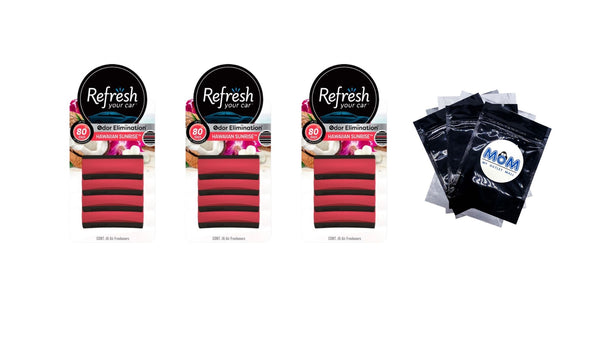 Contour Vent Stick Car Air Freshener Hawaiian Sunrise Scent, 4 Count - 3 packs - plus 3 My Outlet Mall Resealable Storage Pouches
