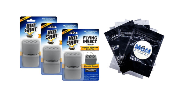 Flying Insect Trap, Attracts and Captures House and Fruit Flies - 3 packs - 2 Count - plus 3 My Outlet Mall Resealable Storage Pouches