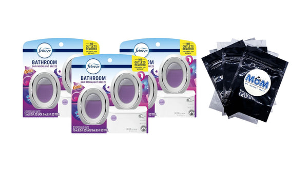 Bathroom Air Freshener, Small Spaces Odor-Fighting, Gain Moonlight Breeze, 2 Count - 3 packs - plus 3 My Outlet Mall Resealable Storage Pouches