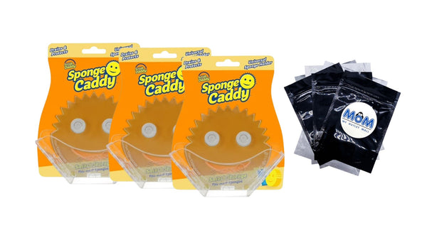 Sponge Caddy Suction Sink Caddy for Multipurpose Cleaning Sponge - 3 packs - plus 3 My Outlet Mall Resealable Storage Pouches