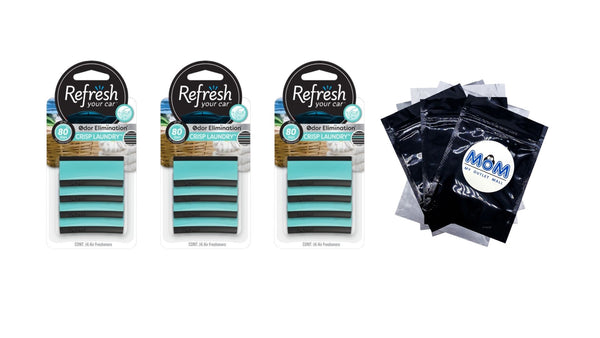 Contour Vent Stick Car Air Freshener Crisp Laundry Scent, 4 Count - 3 packs - plus 3 My Outlet Mall Resealable Storage Pouches