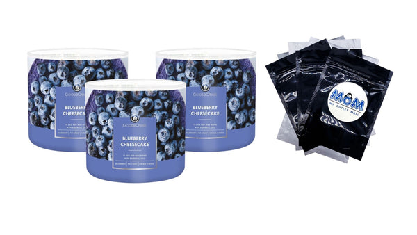 Blueberry Cheesecake Scented 3 Wick Jar Candle, Sweet - 3 packs - 14.5 oz per pack - plus 3 My Outlet Mall Resealable Storage Pouches
