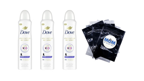 Advanced Care Long Lasting Antiperspirant Deodorant Dry Spray, Sheer Fresh - 3 packs - 3.8 oz per pack - plus 3 My Outlet Mall Resealable Storage Pouches