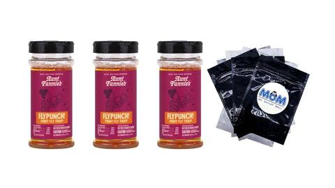 FlyPunch Fruit Fly Trap - 3 packs - 6fl oz per pack - plus 3 My Outlet Mall Resealable Storage Pouches