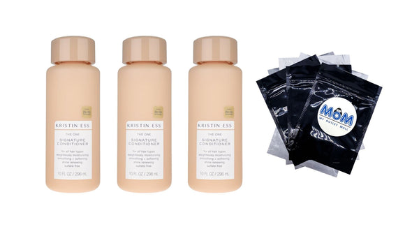 Hair One Signature Conditioner for Dry Damaged Hair, Moisturizes, Smooths + Softens Dry Hair, Sulfate Free + Color Safe - 3 packs - 10 oz per pack - plus 3 My Outlet Mall Resealable Storage Pouches