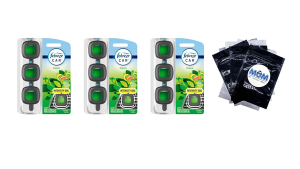 Car Air Freshener, Odor-Fighting Car Vent Clip, Gain Original, 3 Count - 3 packs - plus 3 My Outlet Mall Resealable Storage Pouches