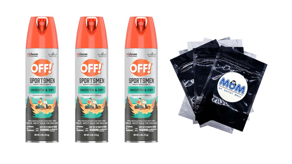 FamilyCare Insect Repellent I Aerosol, Smooth & Dry Mosquito Bug Spray Repellent, 15% Deet Formula - 3 packs - 4 oz per pack - plus 3 My Outlet Mall Resealable Storage Pouches