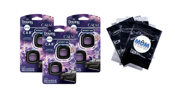 Odor Eliminating Car Air Freshener, Lavender & Vanilla Bean, 2 Count - 3 packs - plus 3 My Outlet Mall Resealable Storage Pouches