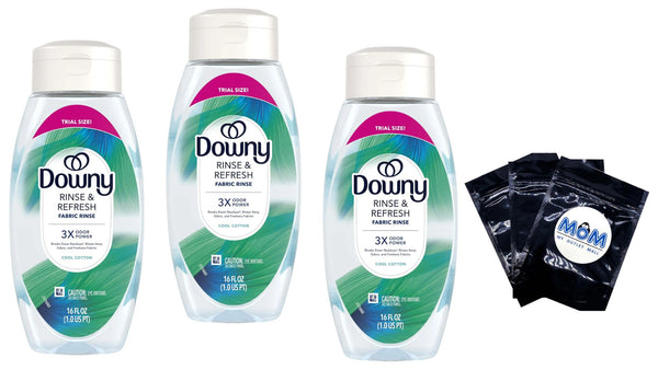 Rinse & Refresh Laundry Odor Remover and Fabric Softener, Cool Cotton -3 packs - 16 oz per pack - plus 3 My Outlet Mall Resealable Storage Pouches