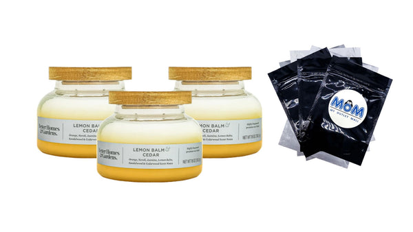 Lemon Balm and Cedar Scented 2-Wick Ombre Bell Jar Candle - 3 packs - 18 oz per pack - plus 3 My Outlet Mall Resealable Storage Pouches