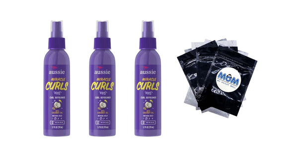 Miracle Curls Curl Refresher Spray Gel, Max Hold, for All Hair Types - 3 packs - 5.7Fl oz per pack - plus 3 My Outlet Mall Resealable Storage Pouches