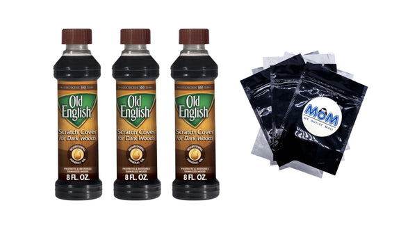 Dark Wood Furniture Oil Scratch Cover Polish - 3 packs - 16 oz per pack - plus 3 My Outlet Mall Resealable Storage Pouches