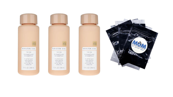 Signature Shampoo with Castor Oil for Moisture + Strengthening + Repairing, Sulfate Free Shampoo - 3 packs - 10 oz per pack - plus 3 My Outlet Mall Resealable Storage Pouches