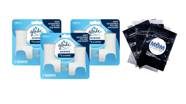 Plug-ins Air Freshener Warmer, Holds Essential Oil Infused Wall Plug In Refill, 2 warmers - 3 packs- plus 3 My Outlet Mall Resealable Storage Pouches