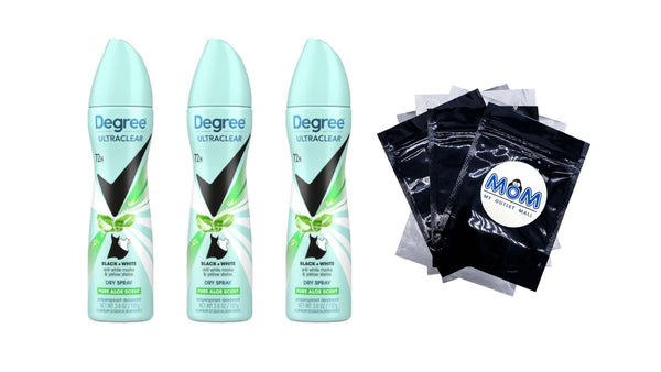 Ultra Clear Antiperspirant Deodorant Spray for Women Aloe Scent with Anti White Marks - 3 packs - 3.8 oz per pack - plus 3 My Outlet Mall Resealable Storage Pouches